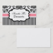 Schwarz-Weiß-Damaskus-Visitenkarte mit rosa Visitenkarte (Vorne/Hinten)