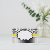 Schwarz-Weiß-Damaskus-Visitenkarte Visitenkarte (Stehend Vorderseite)