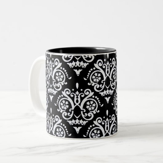 Schwarz-Weiß-Damaskus Zweifarbige Tasse (Vorderseite Links)