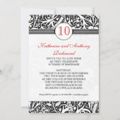 Schwarz-Weiß-Damast 10 Hochzeitstag einladen Einladung (Rückseite)