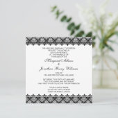Schwarz-Weiß-Damast 1 Einladung (Stehend Vorderseite)