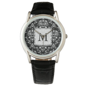 Schwarz-Weiß-Damast Armbanduhr