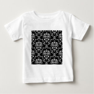 Schwarz-Weiß-Damast Baby T-shirt
