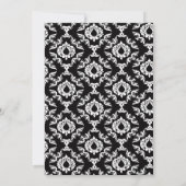 Schwarz-Weiß-Damast-Babydusche Einladung (Rückseite)