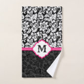 Schwarz-Weiß-Damast Badhandtuch Set (Handtuch)