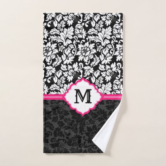 Schwarz-Weiß-Damast Badhandtuch Set (Handtuch)