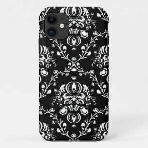 Schwarz-Weiß-Damast iPhone 11 Hülle