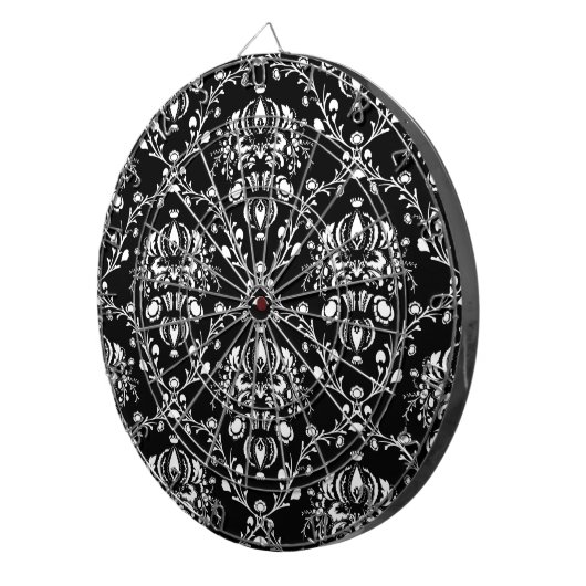 Schwarz-Weiß-Damast Dartscheibe (Vorderseite rechts)