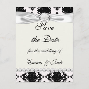 Schwarz-Weiß-Damast-Design Ankündigungspostkarte