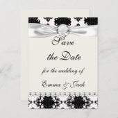Schwarz-Weiß-Damast-Design Ankündigungspostkarte (Vorne/Hinten)