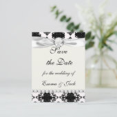 Schwarz-Weiß-Damast-Design Ankündigungspostkarte (Stehend Vorderseite)