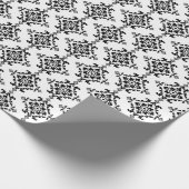 Schwarz-Weiß-Damast-Design Geschenkpapier (Ecke)