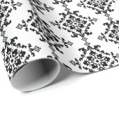 Schwarz-Weiß-Damast-Design Geschenkpapier (Rolleneckpunkt)