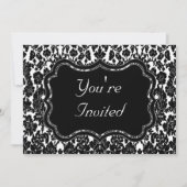 Schwarz-Weiß-Damast Einladung (Vorderseite)