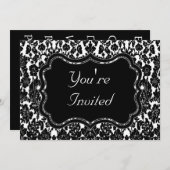 Schwarz-Weiß-Damast Einladung (Vorne/Hinten)