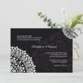 Schwarz-Weiß-Damast-Einladung Einladung (Stehend Vorderseite)