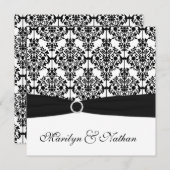 Schwarz-Weiß-Damast-Einladung Einladung (Vorne/Hinten)