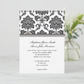 Schwarz-Weiß-Damast-Einladung Einladung (Stehend Vorderseite)