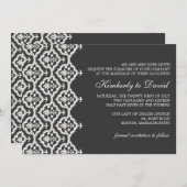 Schwarz-Weiß-Damast-Einladung Save The Date (Vorne/Hinten)