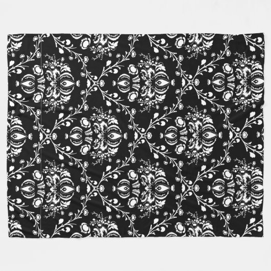 Schwarz-Weiß-Damast Fleecedecke (Vorderseite (Horizontal))