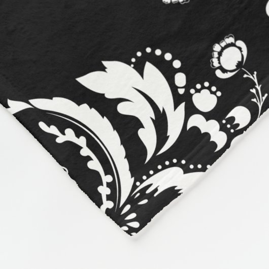 Schwarz-Weiß-Damast Fleecedecke (Ecke)