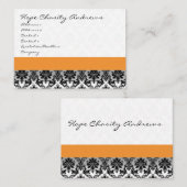 Schwarz-Weiß-Damast-Flora mit Lila Band Visitenkarte (Vorne/Hinten)