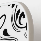 Schwarz-Weiß-Damast-Flora Pickleball Schläger (Linke Seite)