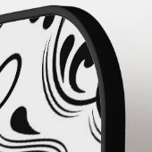 Schwarz-Weiß-Damast-Flora Pickleball Schläger (Linke Seite)