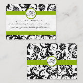 Schwarz-Weiß-Damast-Floral mit Apple Green Begleitkarte (Vorne/Hinten)