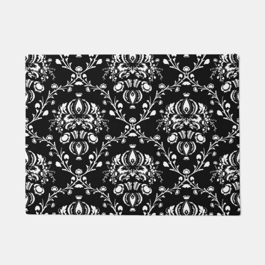 Schwarz-Weiß-Damast Fußmatte (Vorderseite)