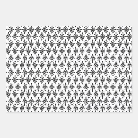 Schwarz-Weiß-Damast Geschenkpapier Set (Vorderseite 2)