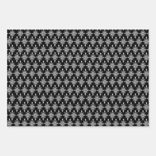 Schwarz-Weiß-Damast Geschenkpapier Set (Vorderseite)