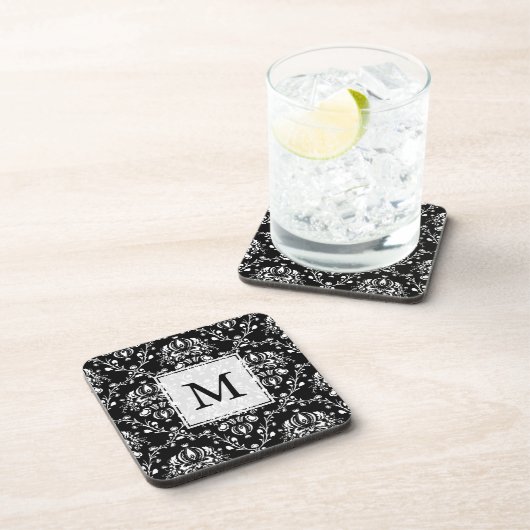 Schwarz-Weiß-Damast Getränkeuntersetzer (Rechte Seite)
