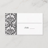 Schwarz-Weiß-Damast | Hochzeit Platzkarte (Vorderseite)