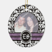 Schwarz-Weiß-Damast-Hochzeitsdekor Foto Keramikornament (Links)