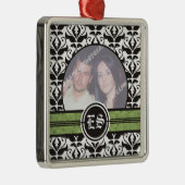 Schwarz-Weiß-Damast-Hochzeitsdekor Foto Ornament Aus Metall (Rechts)