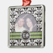 Schwarz-Weiß-Damast-Hochzeitsdekor Foto Ornament Aus Metall (Links)