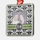 Schwarz-Weiß-Damast-Hochzeitsdekor Foto Ornament Aus Metall (Links)