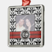 Schwarz-Weiß-Damast-Hochzeitsdekor Foto Ornament Aus Metall (Links)