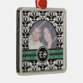 Schwarz-Weiß-Damast-Hochzeitsdekor Foto Silbernes Ornament (Rechts)