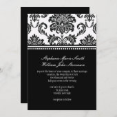 Schwarz-Weiß-Damast-Hochzeitseinladung Einladung (Vorne/Hinten)