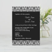 Schwarz-Weiß-Damast-Hochzeitseinladung Einladung (Stehend Vorderseite)