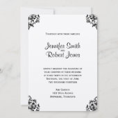 Schwarz-Weiß-Damast-Hochzeitseinladung Einladung (Rückseite)