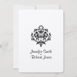 Schwarz-Weiß-Damast-Hochzeitseinladung Einladung