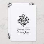 Schwarz-Weiß-Damast-Hochzeitseinladung Einladung (Vorne/Hinten)
