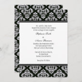 Schwarz-Weiß-Damast-Hochzeitseinladung Einladung (Vorne/Hinten)