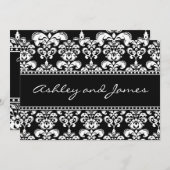 Schwarz-Weiß-Damast-Hochzeitseinladungen Einladung (Vorne/Hinten)