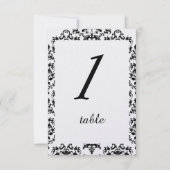 Schwarz-Weiß-Damast-Hochzeitskarte Einladung (Vorderseite)