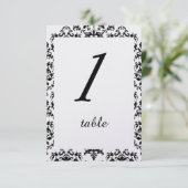 Schwarz-Weiß-Damast-Hochzeitskarte Einladung (Stehend Vorderseite)