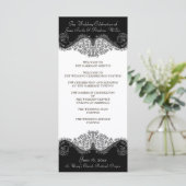 Schwarz-Weiß-Damast-Hochzeitsprogramme Programm (Stehend Vorderseite)